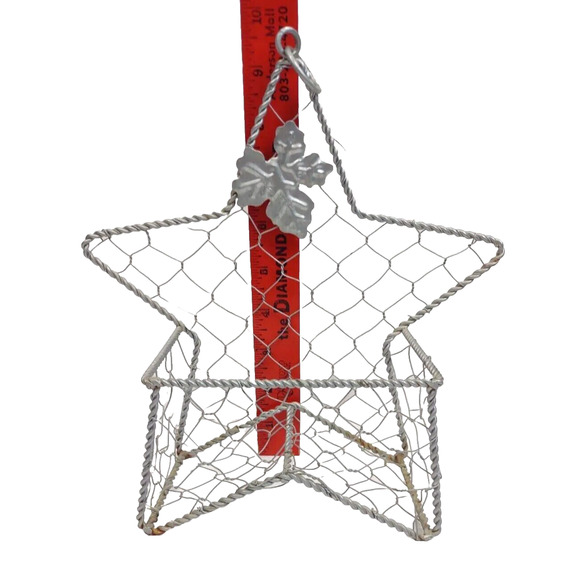 Vintage Hanging Star Wire Basket Maple Leaf Hanging Letter Mail Storage Silver - Picture 3 of 7